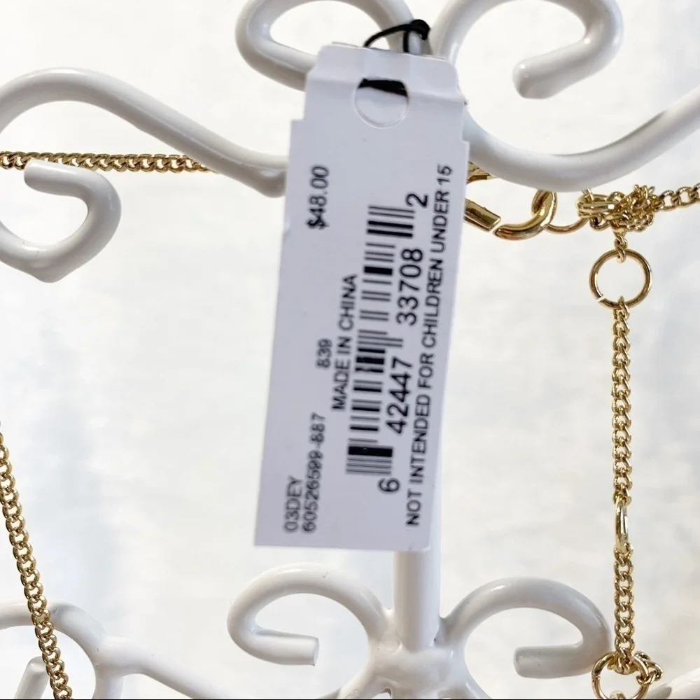 DKNY Gold-tone Pave Geometric Collar Necklace